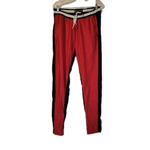Raw Yarn Industries Men's Red Black Track Pants L Drawstring Pockets